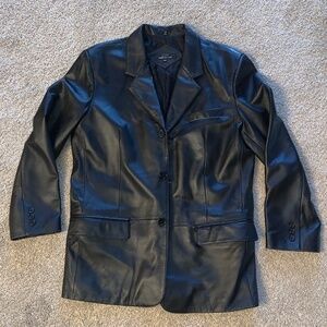 City Jones New York NY Mens Genuine Leather Blazer Sport Coat Jacket Black 40R